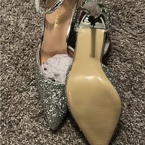Dazzling Silver Glitter Heels Bigtree